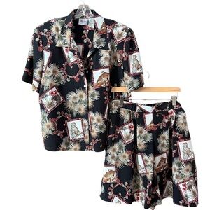 Vintage 2 Piece Shorts/ShirtSet with Jungle Leopard Print from Tanjay